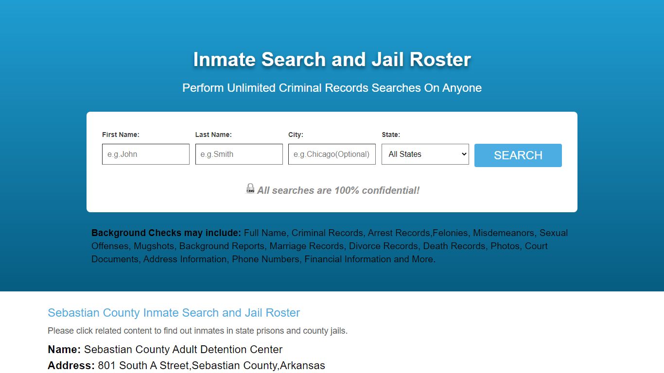 Sebastian County Inmate Search and Jail Roster